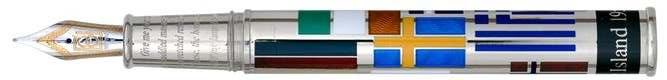 Ellis Island  - David Oscarson Translucent Ruby Red Hard Enamel with in Silver Fountain Pen